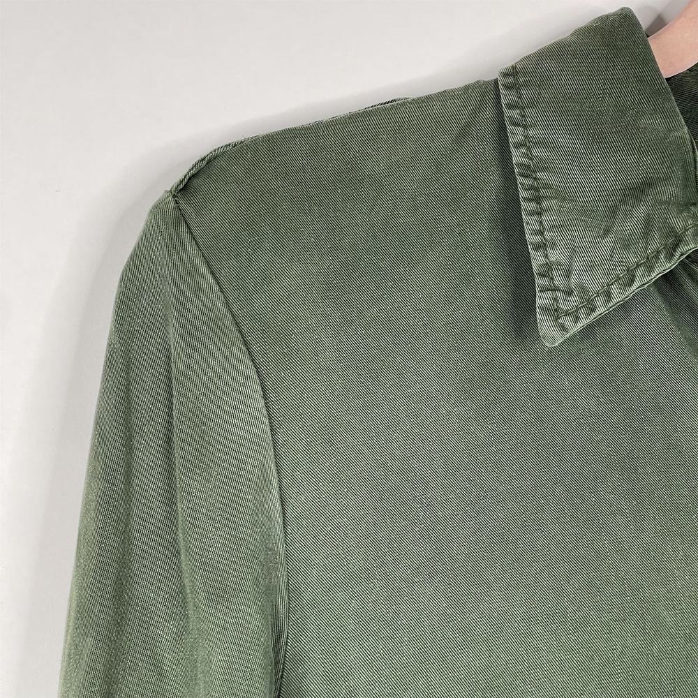 2/$30 ZARA Henley Shirt Dress Medium Green Long Sleeve Side Slit Pockets #7235 - Picture 6 of 16